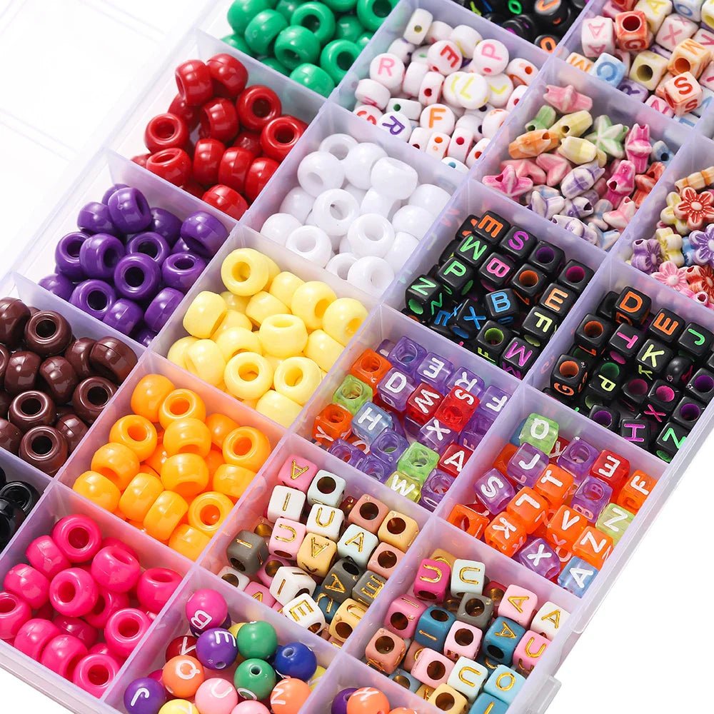 680PCS Colorful Acrylic Pony Beads & Square Letter Clay Spacer Beads – DIY Bracelet & Necklace Jewelry Making Kit - Melted Glam LLC