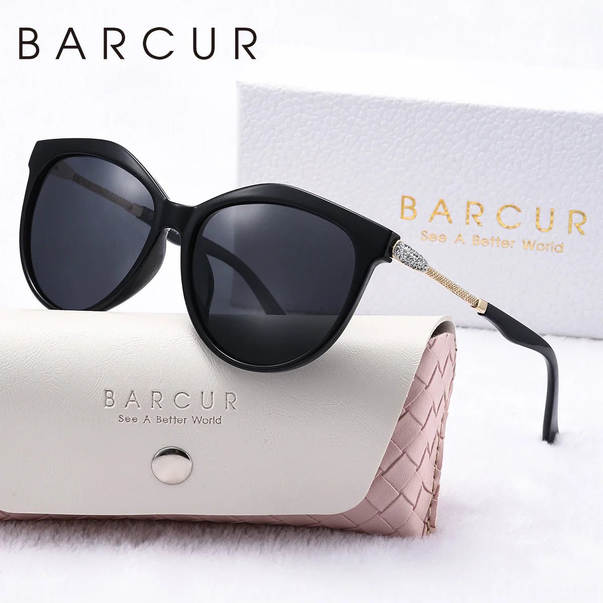 BARCUR Polarized Trendy Cat Eye Sunglasses for Women – Ultra Lightweight Round Frame Fashion Sunglasses with UV400 Mirror TAC Lens – Multiple Color Options for Summer Parties Travel & Daily Wear – Elegant Gift Box Packaging -ST1NC2405BW- Melted Glam LLC