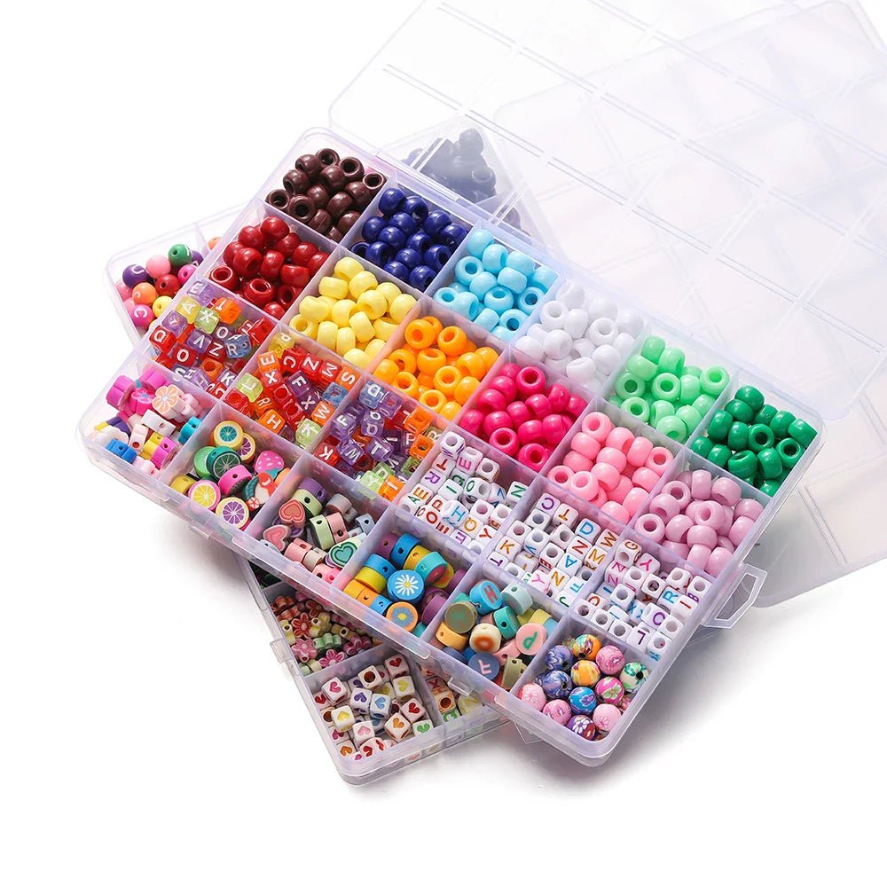 680PCS Colorful Acrylic Pony Beads & Square Letter Clay Spacer Beads – DIY Bracelet & Necklace Jewelry Making Kit - Melted Glam LLC