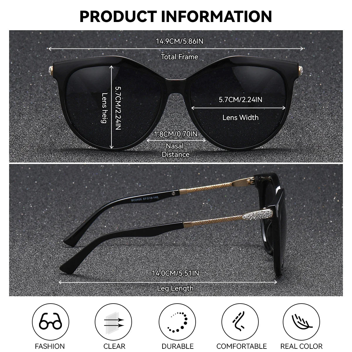 BARCUR Polarized Trendy Cat Eye Sunglasses for Women – Ultra Lightweight Round Frame Fashion Sunglasses with UV400 Mirror TAC Lens – Multiple Color Options for Summer Parties Travel & Daily Wear – Elegant Gift Box Packaging -ST1NC2405BW- Melted Glam LLC