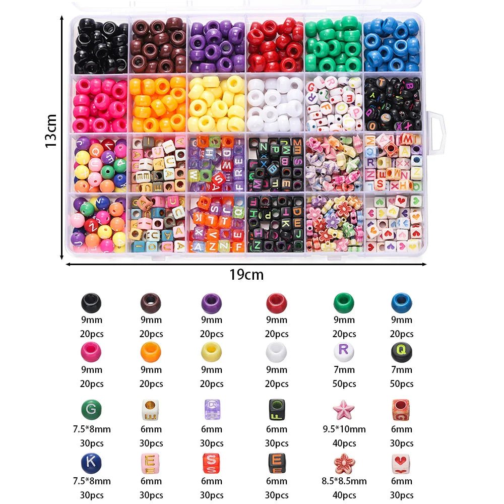 680PCS Colorful Acrylic Pony Beads & Square Letter Clay Spacer Beads – DIY Bracelet & Necklace Jewelry Making Kit - Melted Glam LLC