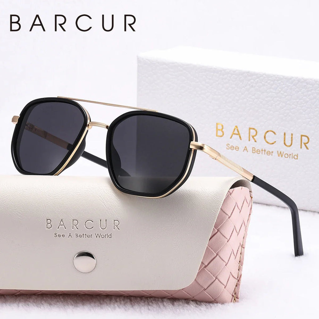 BARCUR Fashionable Trendy Polarized Sunglasses Polygon Frame with Delicate Thickened Striped Design – TAC Lens UV400 Protection for Driving and Outdoor Activities Women’s Fashion Sunglasses for Summer -sunglasses- Melted Glam LLC