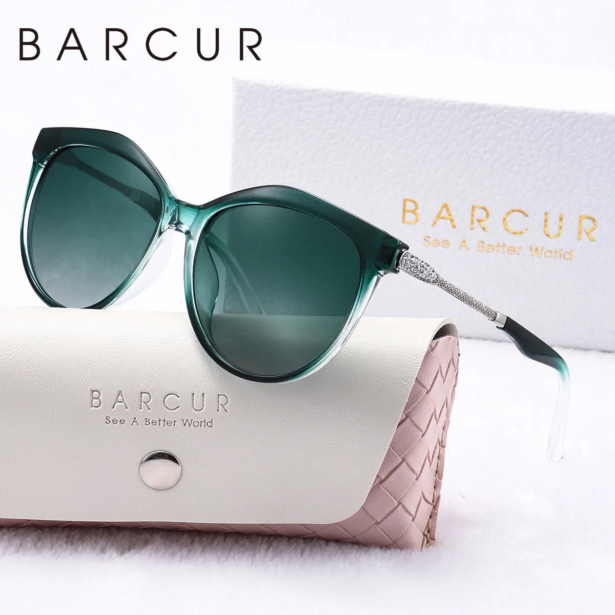 BARCUR Polarized Trendy Cat Eye Sunglasses for Women – Ultra Lightweight Round Frame Fashion Sunglasses with UV400 Mirror TAC Lens – Multiple Color Options for Summer Parties Travel & Daily Wear – Elegant Gift Box Packaging -ST1NC2405BW- Melted Glam LLC