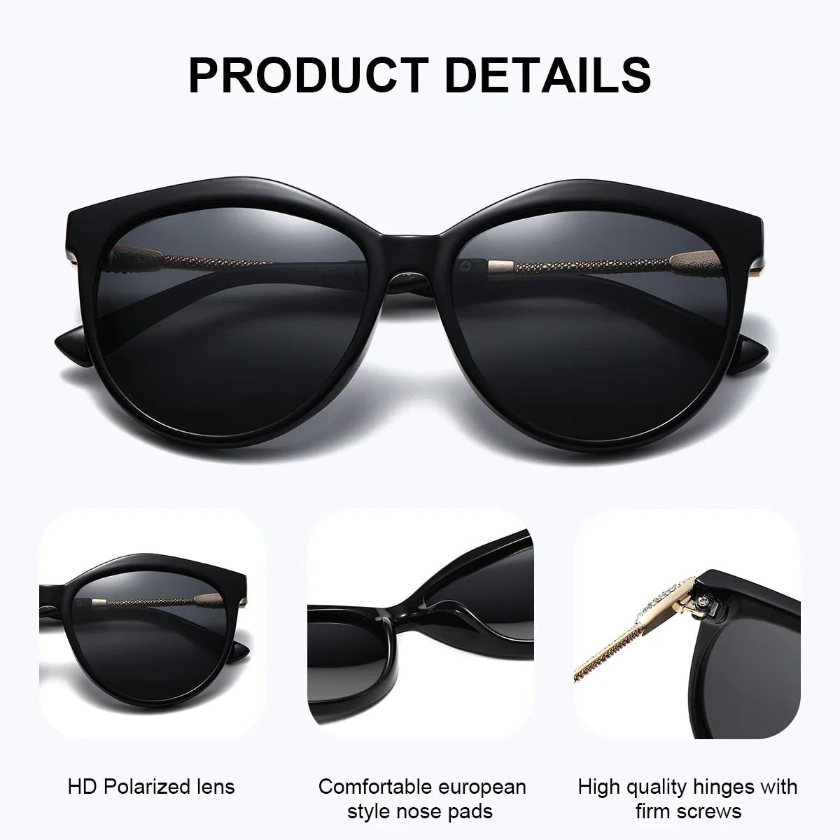BARCUR Polarized Trendy Cat Eye Sunglasses for Women – Ultra Lightweight Round Frame Fashion Sunglasses with UV400 Mirror TAC Lens – Multiple Color Options for Summer Parties Travel & Daily Wear – Elegant Gift Box Packaging -ST1NC2405BW- Melted Glam LLC