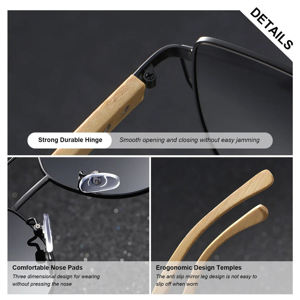 BARCUR Luxury High-Quality UV400 Women’s Polarized Sunglasses Cat Eye Bamboo Foot Frame Mirrored Lenses Presented in a White Gift Box for Summer -sunglasses- Melted Glam LLC