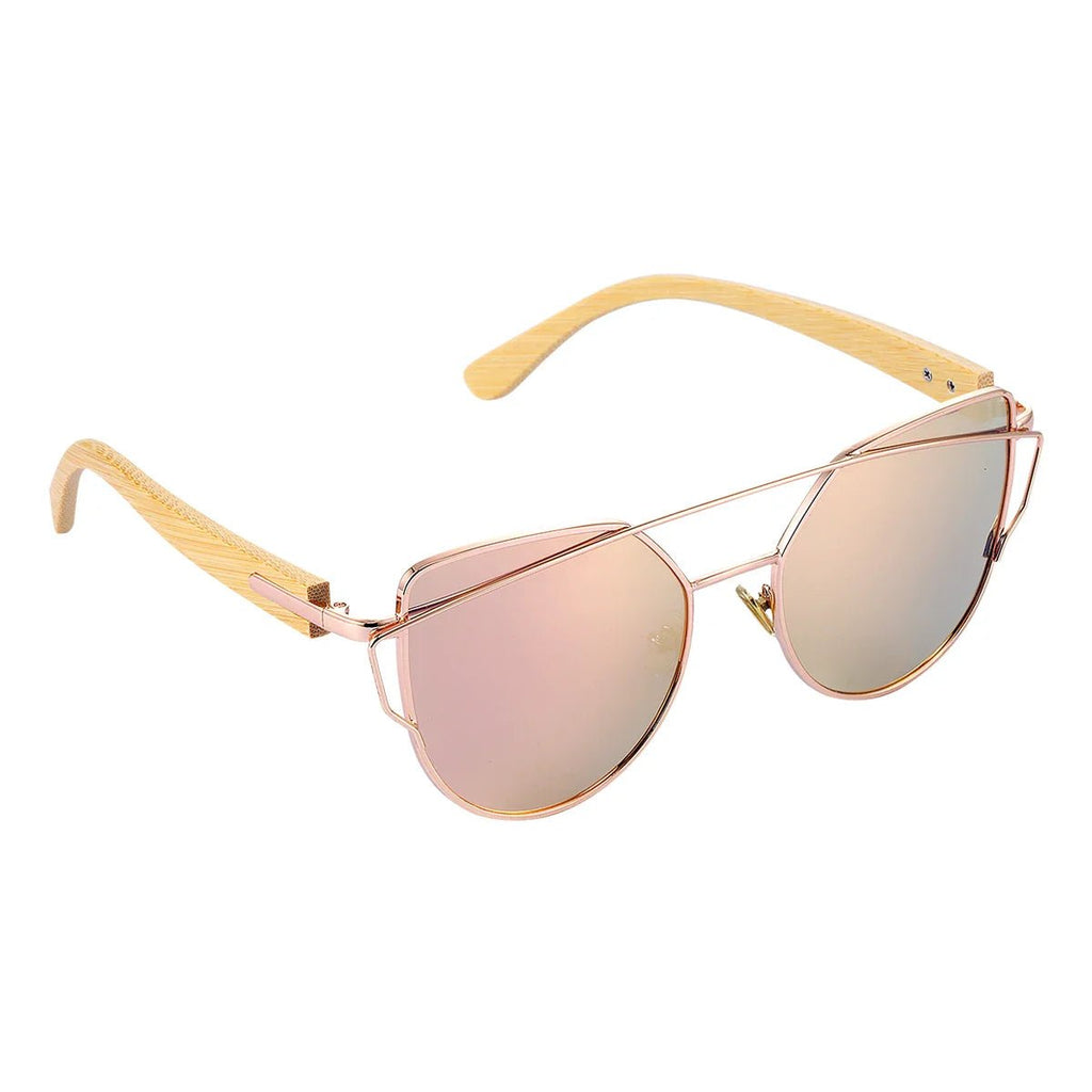 BARCUR Luxury High-Quality UV400 Women’s Polarized Sunglasses Cat Eye Bamboo Foot Frame Mirrored Lenses Presented in a White Gift Box for Summer -sunglasses- Melted Glam LLC