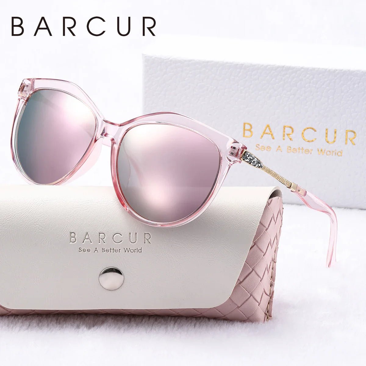 BARCUR Polarized Trendy Cat Eye Sunglasses for Women – Ultra Lightweight Round Frame Fashion Sunglasses with UV400 Mirror TAC Lens – Multiple Color Options for Summer Parties Travel & Daily Wear – Elegant Gift Box Packaging -ST1NC2405BW- Melted Glam LLC