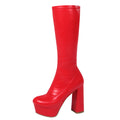 Women's Leopard Print Mid-Calf Boots - Chunky Heel Platform Boots with Waterproof Sole -Women's Shoes- Melted Glam LLC