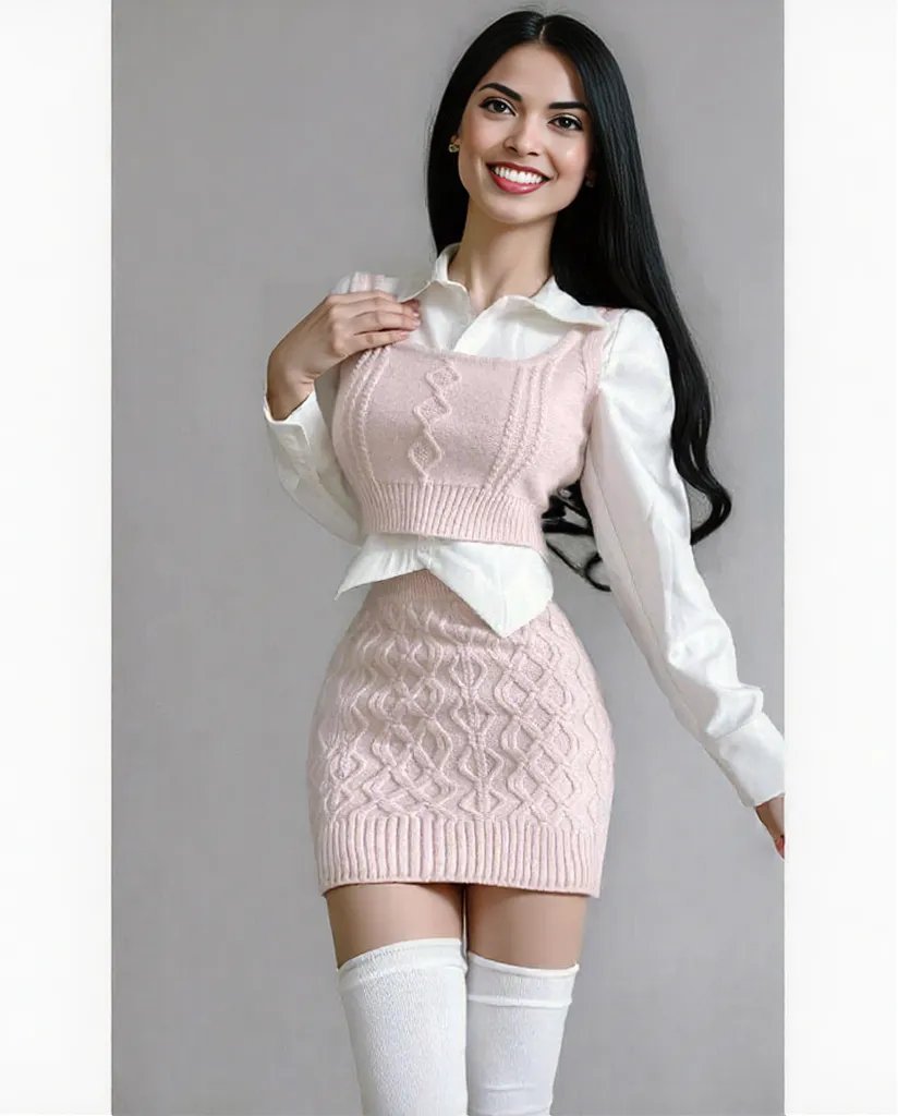 New pink Dress Sweater dress for teenage girl -Dress- Melted Glam LLC