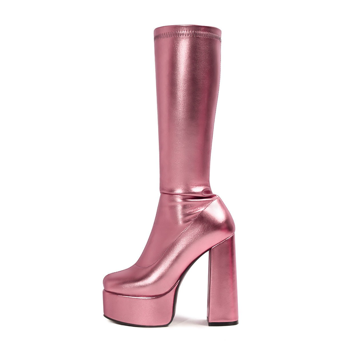 Women's Sexy Stretch High Heel Platform Boots – Chunky Heel Slip-On Thigh High Boots -Women's Shoes- Melted Glam LLC