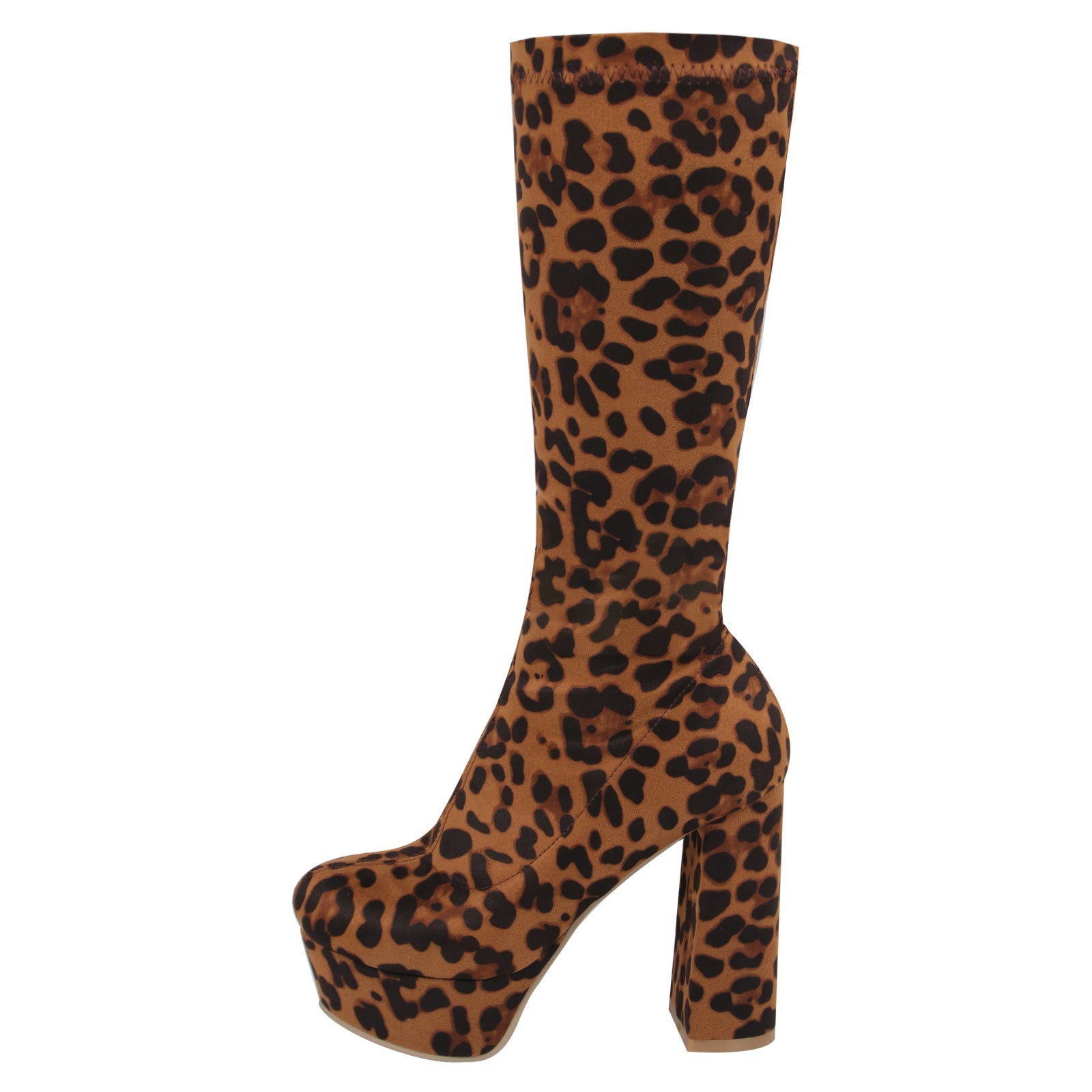 Women's Leopard Print Mid-Calf Boots - Chunky Heel Platform Boots with Waterproof Sole -Women's Shoes- Melted Glam LLC