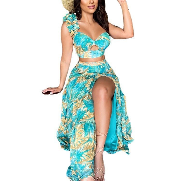 One-shoulder Back Fashionable Two-piece Sexy Dress -Dress- Melted Glam LLC