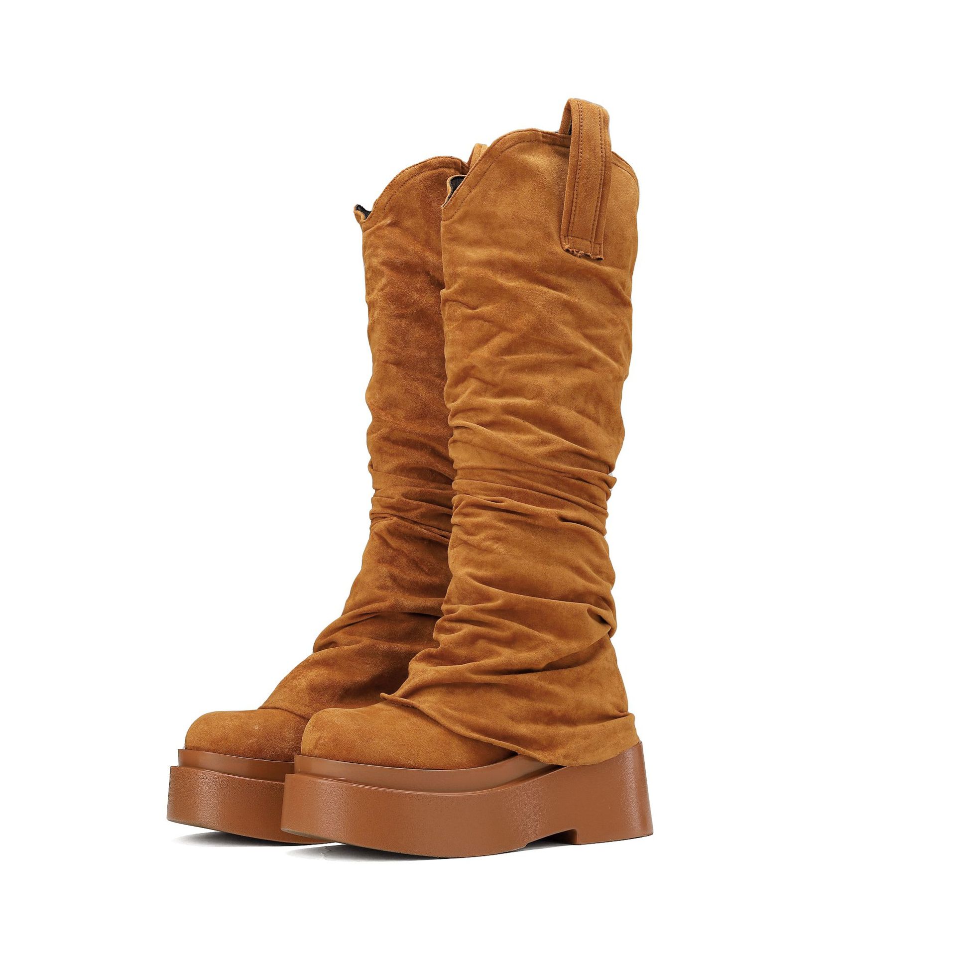 Women's Chunky Platform High Boots - European Style Suede Winter Boots -Women's Shoes- Melted Glam LLC