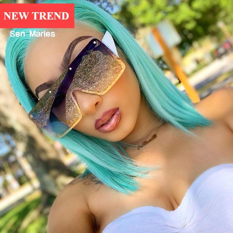 New Square Sunglasses For Women Fashion Oversized Metal Frame Vintage Glasses Retro Gradient Colors Glass With UV400 Protection -STS9NC170157CFR- Melted Glam LLC