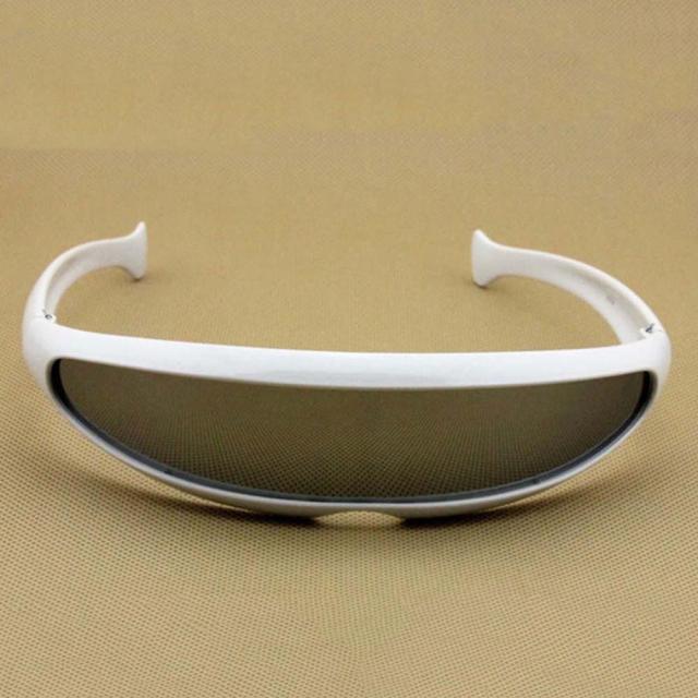 Classic Narrow Cyclops Visor Style Sunglasses For Men & Women Laser Eyeglasses Trendy Mirrored Lens Eyewear Glasses Cyclops Sunglasses Robot Space Costume Color Mirrored Lens -STS9NCNB3WOLM- Melted Glam LLC
