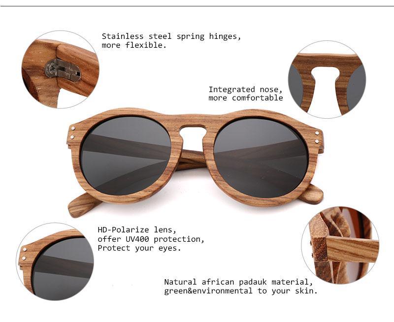 Classic Style Wood Retro Style Sunglasses For Men And Women Sunglasses Stylish New Frames Round Shape Sunglasses Frame Round Polarized -Sunglasses- Melted Glam LLC