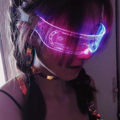 Colorful Luminous Popular Cycling Style Sunglasses For Men & Women New Futuristic Electronic Visor Glasses In Vintage Style Eyeglasses For Christmas Halloween Party -STS9NCM43WDLU- Melted Glam LLC