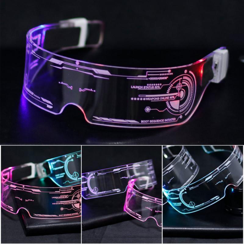 Colorful Luminous Popular Cycling Style Sunglasses For Men & Women New Futuristic Electronic Visor Glasses In Vintage Style Eyeglasses For Christmas Halloween Party -STS9NCM43WDLU- Melted Glam LLC