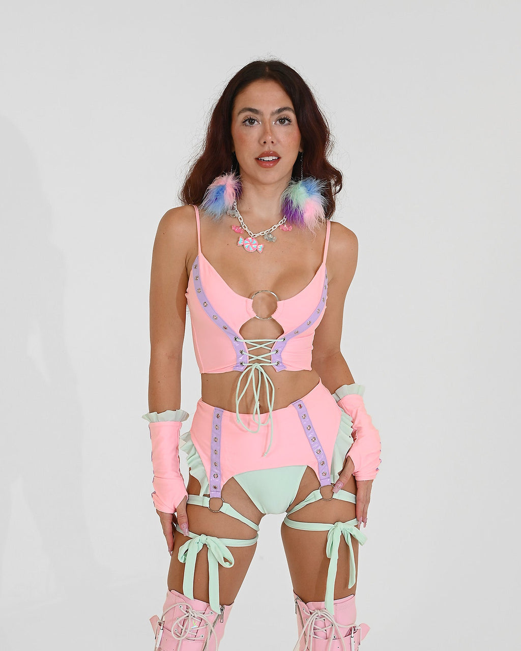 Cotton Candy Garter Belt Bikini Bottoms -Bikini Bottoms- Melted Glam LLC