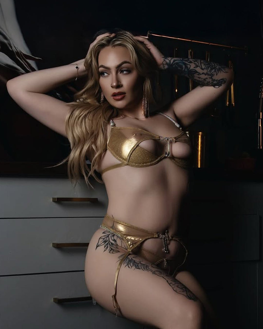 Gilded Beauty 3-Piece Garter Set -Lingerie- Melted Glam LLC