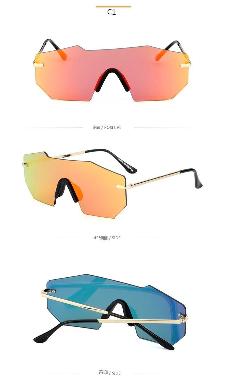 Cycling Glasseses Sports Sunglasses UV400 Protection Baseball Fishing Ski Running Go Unisex Polarized Rectangle Shape Sunglasses For Men & Women Retro Shape Mirror Frameless Glasses -Sunglasses- Melted Glam LLC