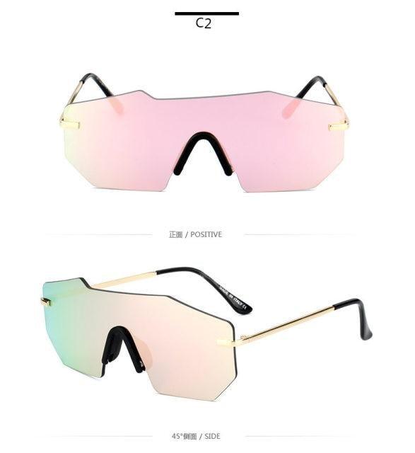 Cycling Glasseses Sports Sunglasses UV400 Protection Baseball Fishing Ski Running Go Unisex Polarized Rectangle Shape Sunglasses For Men & Women Retro Shape Mirror Frameless Glasses -Sunglasses- Melted Glam LLC