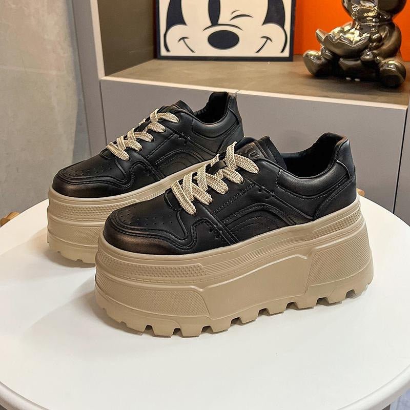 Women's Platform Sneakers Height Increasing Chunky Shoes White Black -Women's Shoes- Melted Glam LLC