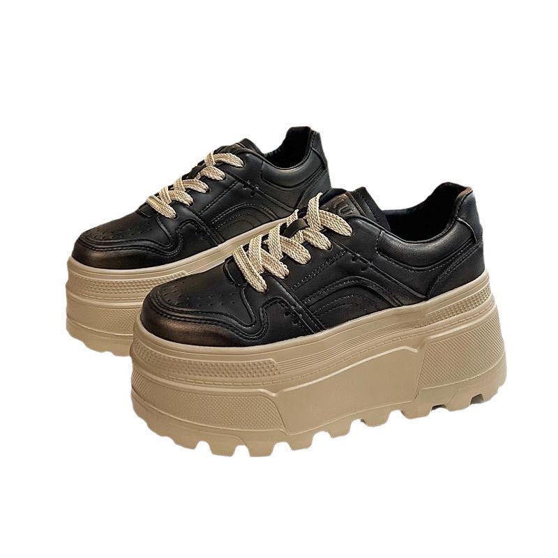 Women's Platform Sneakers Height Increasing Chunky Shoes White Black -Women's Shoes- Melted Glam LLC