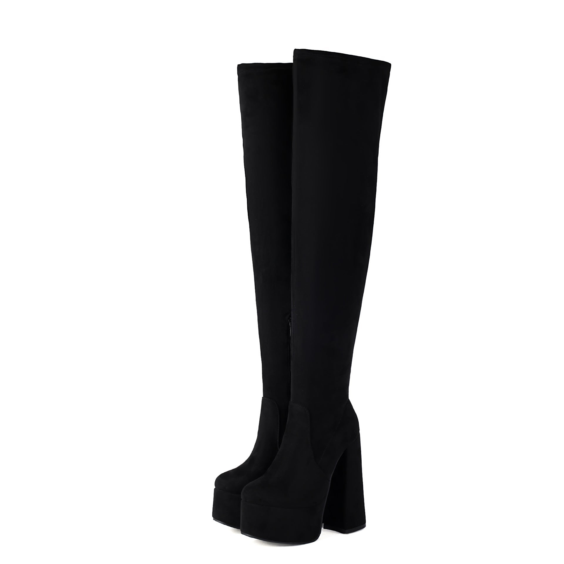 Women's Over-the-Knee Chunky Heel Platform Boots | Waterproof PU Leather Side Zipper Winter Boots -Women's Shoes- Melted Glam LLC
