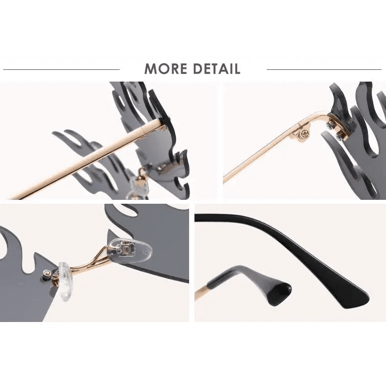 Elegant Unisex Rimless Sunglasses Women Fashion Unique Sun Glasses Design Black Red Bright Colors Perfect Gift -STIL32BE2EE- Melted Glam LLC