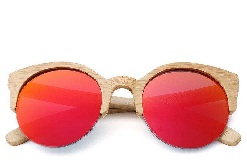 Elegant Wooden Design Classic Sunglasses Design Stylish Popular Wooden Sunglasses For Men & Women Round Bamboo Glasses Mirror Sun Glasses Retro Glasses -Sunglasses- Melted Glam LLC