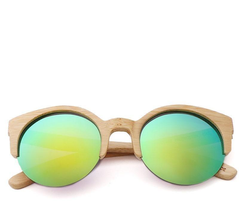 Elegant Wooden Design Classic Sunglasses Design Stylish Popular Wooden Sunglasses For Men & Women Round Bamboo Glasses Mirror Sun Glasses Retro Glasses -Sunglasses- Melted Glam LLC