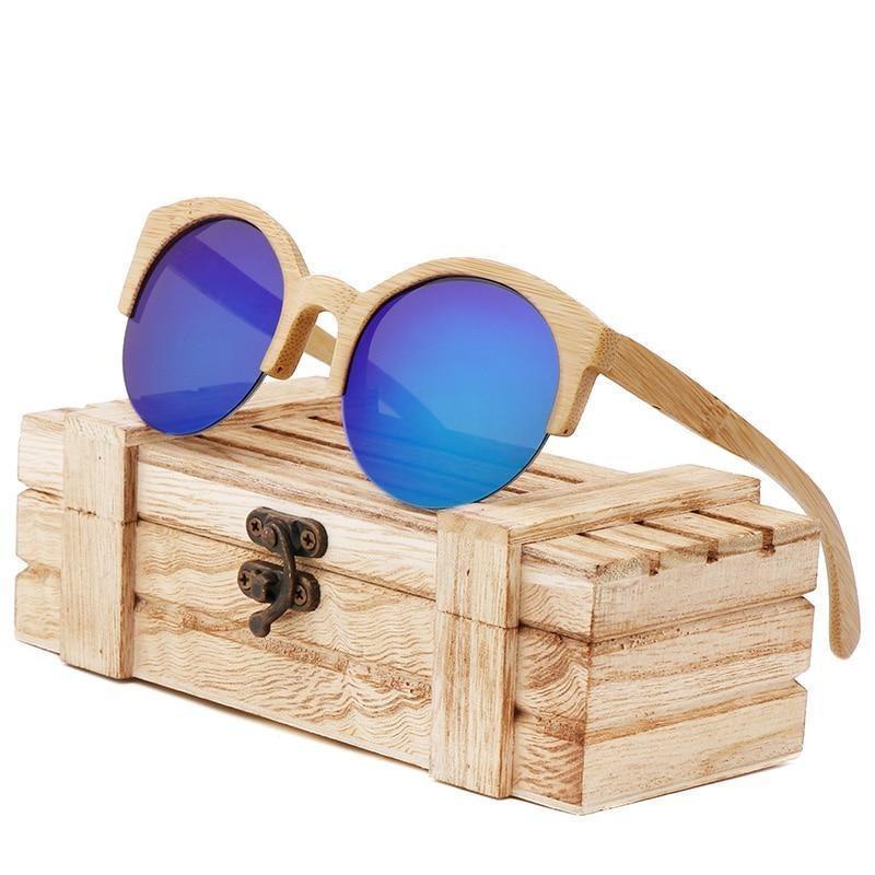 Elegant Wooden Design Classic Sunglasses Design Stylish Popular Wooden Sunglasses For Men & Women Round Bamboo Glasses Mirror Sun Glasses Retro Glasses -Sunglasses- Melted Glam LLC