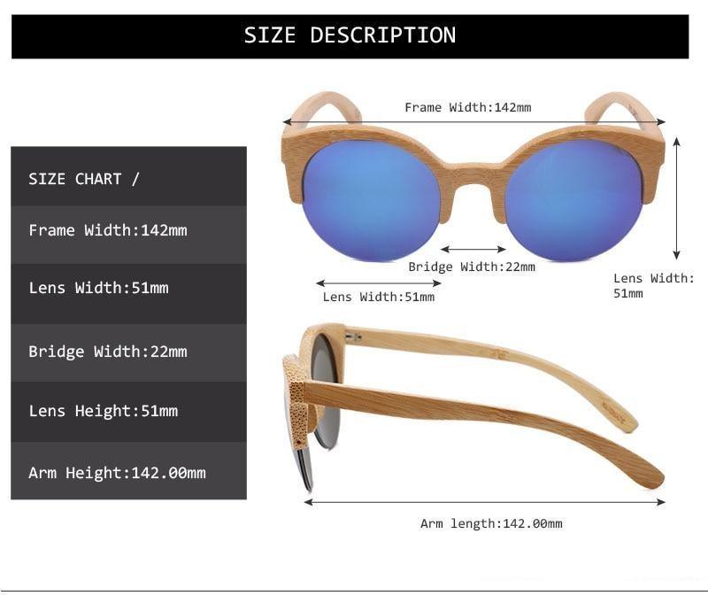 Elegant Wooden Design Classic Sunglasses Design Stylish Popular Wooden Sunglasses For Men & Women Round Bamboo Glasses Mirror Sun Glasses Retro Glasses -Sunglasses- Melted Glam LLC