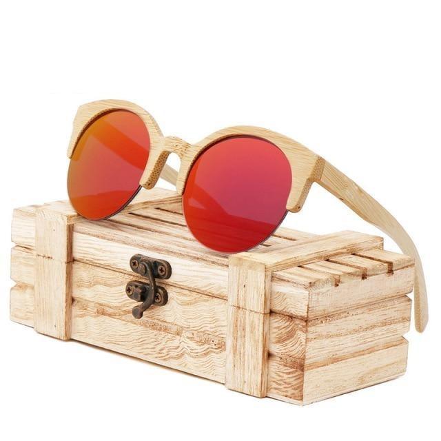 Elegant Wooden Design Classic Sunglasses Design Stylish Popular Wooden Sunglasses For Men & Women Round Bamboo Glasses Mirror Sun Glasses Retro Glasses -Sunglasses- Melted Glam LLC