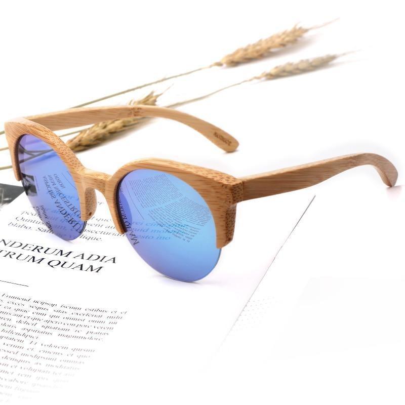 Elegant Wooden Design Classic Sunglasses Design Stylish Popular Wooden Sunglasses For Men & Women Round Bamboo Glasses Mirror Sun Glasses Retro Glasses -Sunglasses- Melted Glam LLC