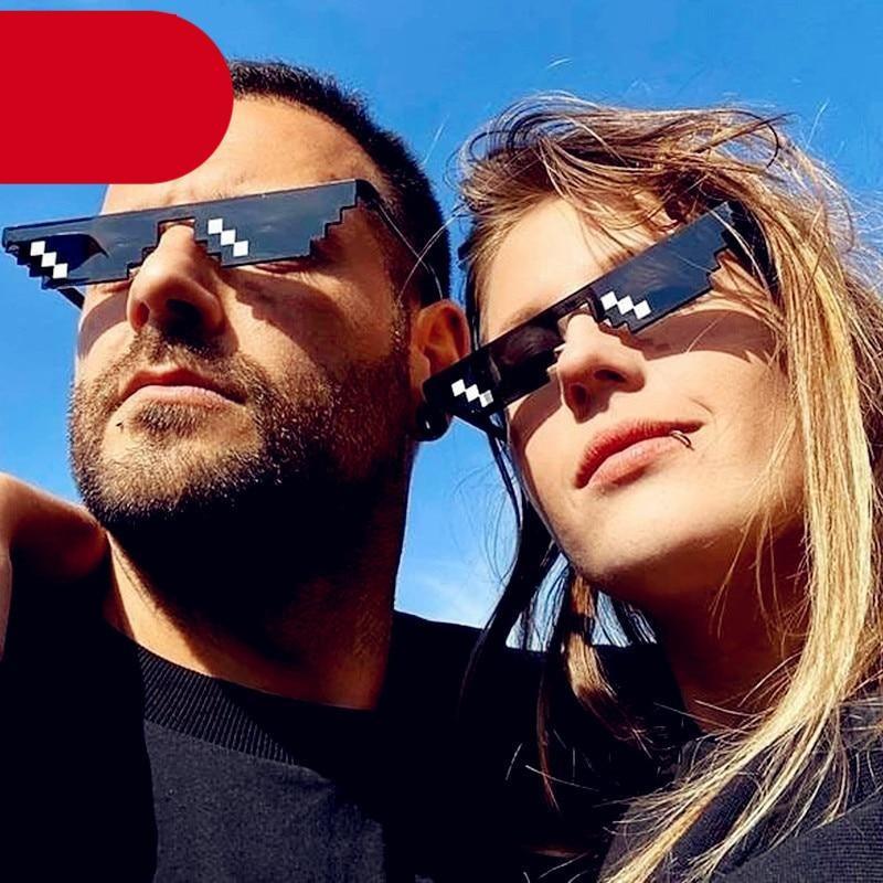 Funny Mosaic Sunglasses For Women New Elegant Vintage Small Frame Glasses For Lady New Retro Shape Metal Design Sunglasses, Men Women Glass 8 Bit Pixel Mosaic Glasses Photo Props Unisex Sunglass -Sunglasses- Melted Glam LLC