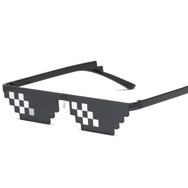 Funny Mosaic Sunglasses For Women New Elegant Vintage Small Frame Glasses For Lady New Retro Shape Metal Design Sunglasses, Men Women Glass 8 Bit Pixel Mosaic Glasses Photo Props Unisex Sunglass -Sunglasses- Melted Glam LLC