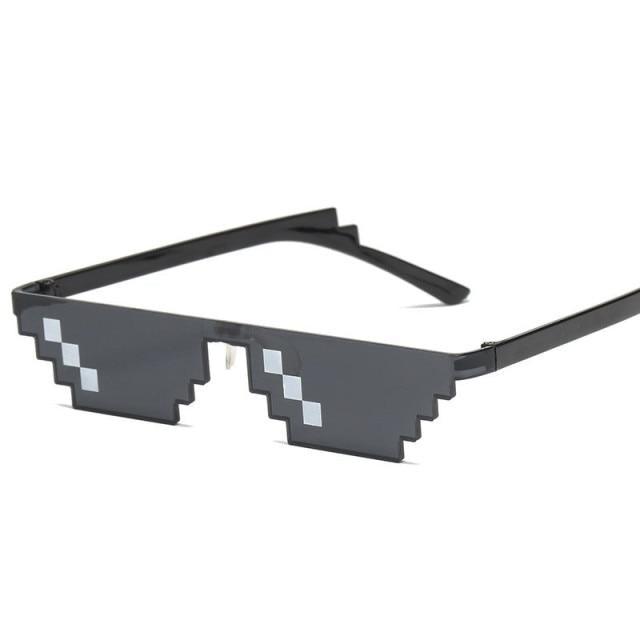 Funny Mosaic Sunglasses For Women New Elegant Vintage Small Frame Glasses For Lady New Retro Shape Metal Design Sunglasses, Men Women Glass 8 Bit Pixel Mosaic Glasses Photo Props Unisex Sunglass -Sunglasses- Melted Glam LLC