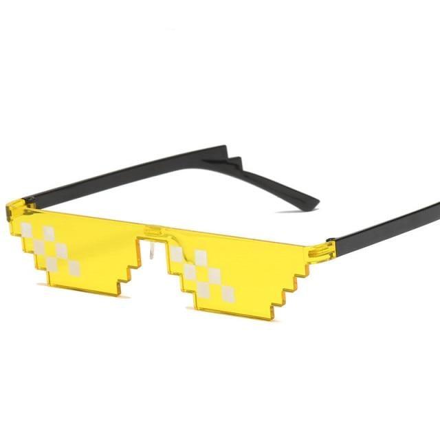 Funny Mosaic Sunglasses For Women New Elegant Vintage Small Frame Glasses For Lady New Retro Shape Metal Design Sunglasses, Men Women Glass 8 Bit Pixel Mosaic Glasses Photo Props Unisex Sunglass -Sunglasses- Melted Glam LLC