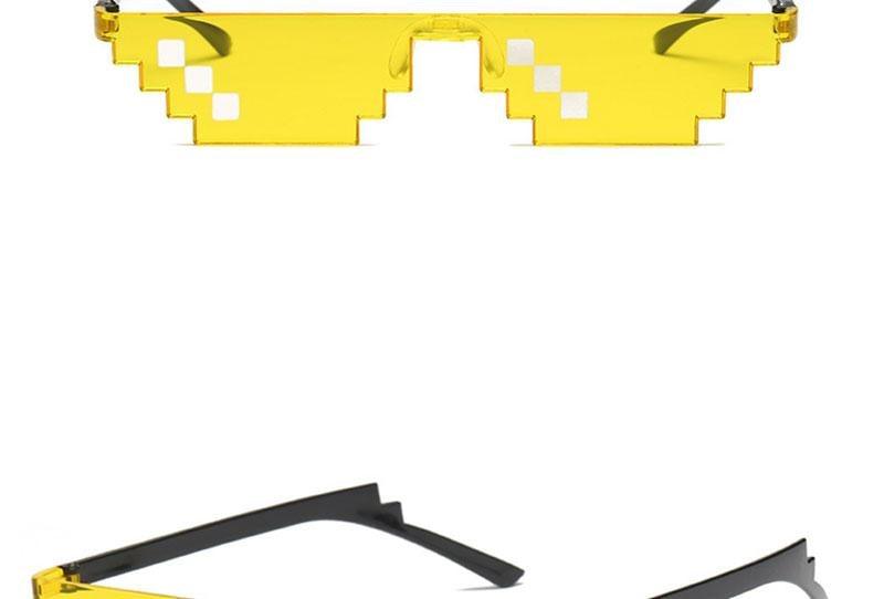 Funny Mosaic Sunglasses For Women New Elegant Vintage Small Frame Glasses For Lady New Retro Shape Metal Design Sunglasses, Men Women Glass 8 Bit Pixel Mosaic Glasses Photo Props Unisex Sunglass -Sunglasses- Melted Glam LLC