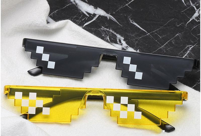 Funny Mosaic Sunglasses For Women New Elegant Vintage Small Frame Glasses For Lady New Retro Shape Metal Design Sunglasses, Men Women Glass 8 Bit Pixel Mosaic Glasses Photo Props Unisex Sunglass -Sunglasses- Melted Glam LLC