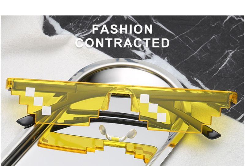 Funny Mosaic Sunglasses For Women New Elegant Vintage Small Frame Glasses For Lady New Retro Shape Metal Design Sunglasses, Men Women Glass 8 Bit Pixel Mosaic Glasses Photo Props Unisex Sunglass -Sunglasses- Melted Glam LLC