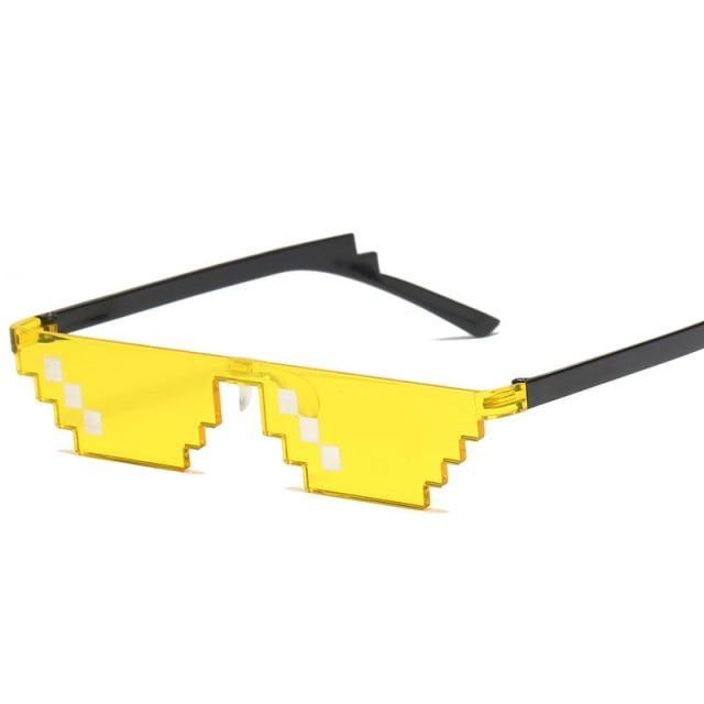 Funny Mosaic Sunglasses For Women New Elegant Vintage Small Frame Glasses For Lady New Retro Shape Metal Design Sunglasses, Men Women Glass 8 Bit Pixel Mosaic Glasses Photo Props Unisex Sunglass -Sunglasses- Melted Glam LLC