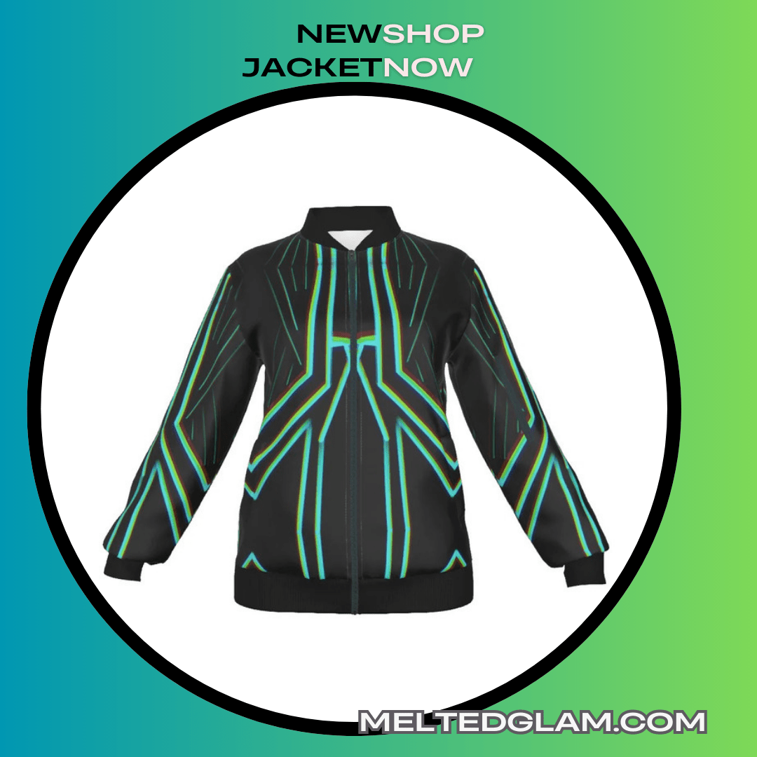 Cyber Women's Jacket – Psychedelic All - Over Print | Rave & Festival Outerwear | Melted Glam - Jacket - Melted Glam LLC