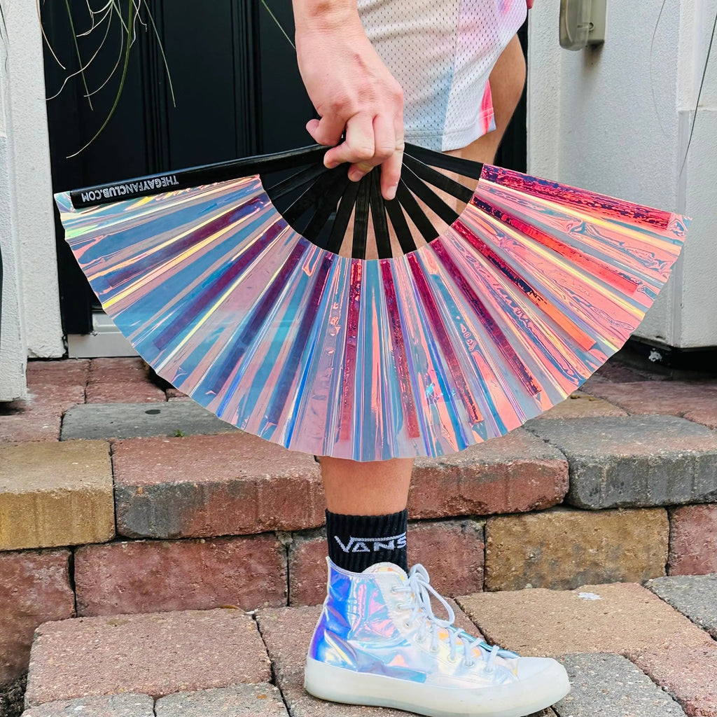 Iridescent Holographic Hand Fan -Hand Fan- Melted Glam LLC