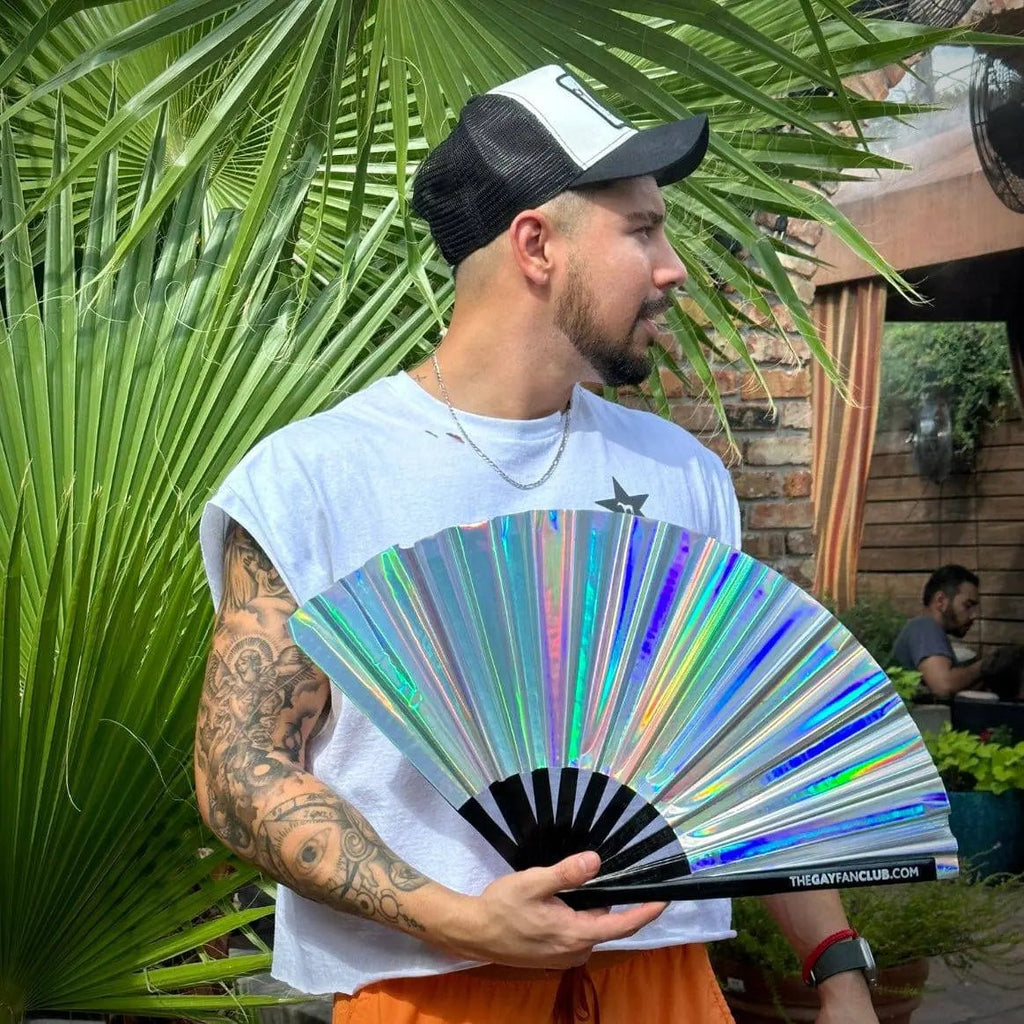 Disco Ball Holographic Fan -Hand Fan- Melted Glam LLC