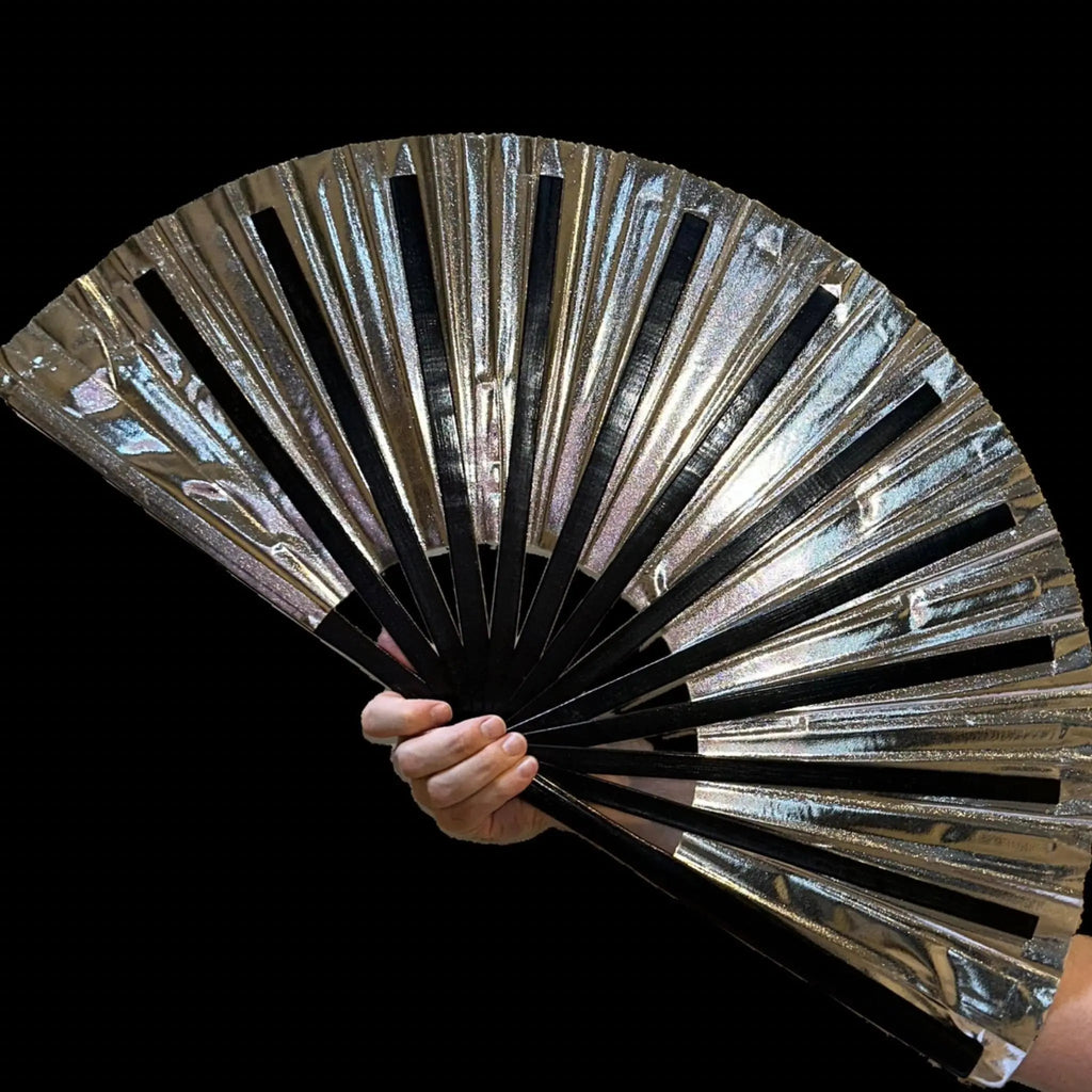 Onyx Black Metallic Fan -Hand Fan- Melted Glam LLC