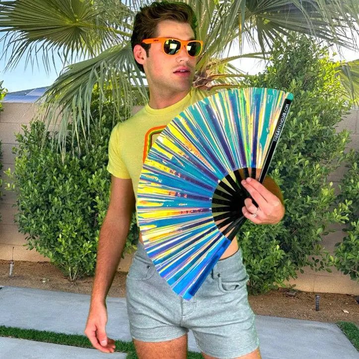 Disco Ball Holographic Fan -Hand Fan- Melted Glam LLC