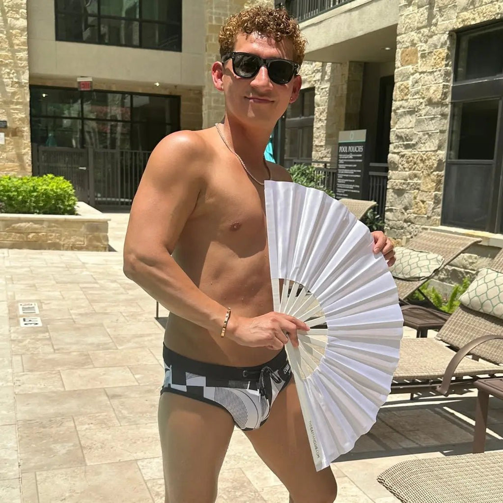 The White Fan (UV) -Hand Fan- Melted Glam LLC